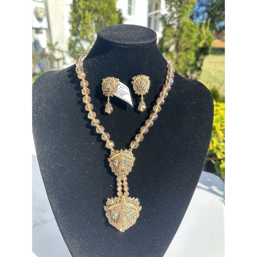 Authentic NWT Heidi Daus Double Lions necklace & Earrings Set Lever back‎